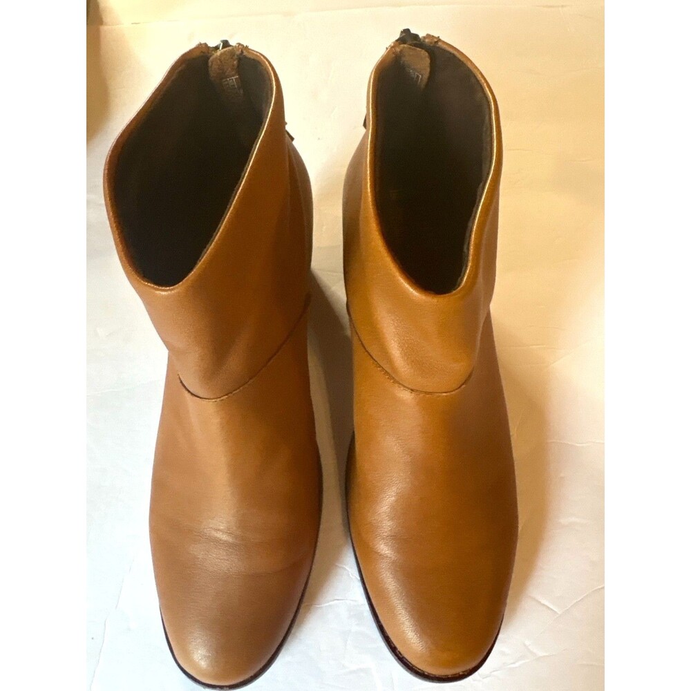 TOMS Leila Cognac Leather Ankle Boots 8.5 Tassel Boho Western